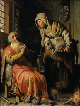  dt Painting - Tobit and Anna with a Kid Rembrandt